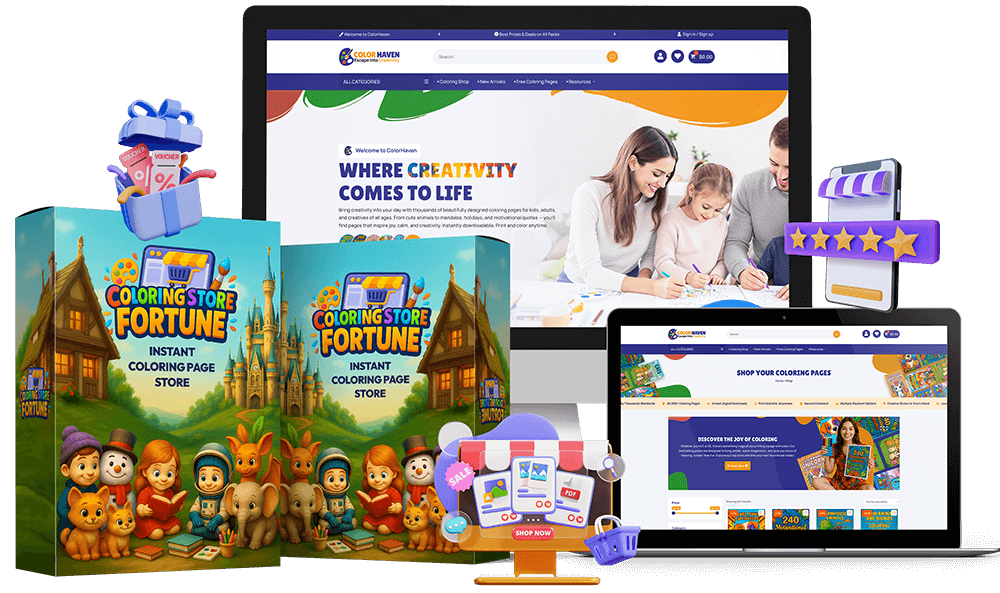 Coloring Store Fortune Review - Start Your Own Digital Coloring Store in Minutes