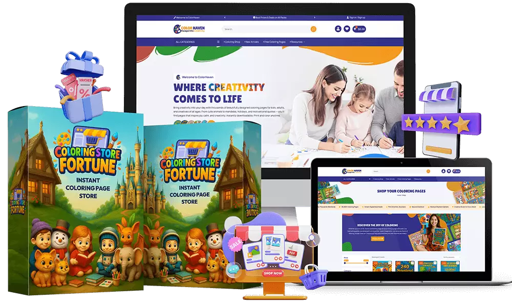 Coloring Store Fortune Review - Start Your Own Digital Coloring Store in Minutes